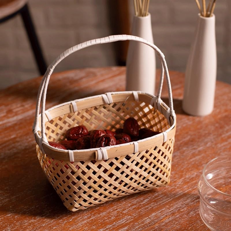 Amazon｜ZJHDX 竹かごトレイ 籐製手作り編みフルーツバスケット